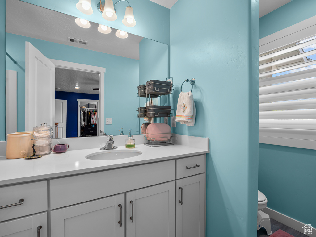 Bathroom with vanity and toilet