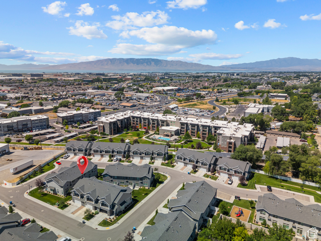 Aerial view of a mountain backdrop