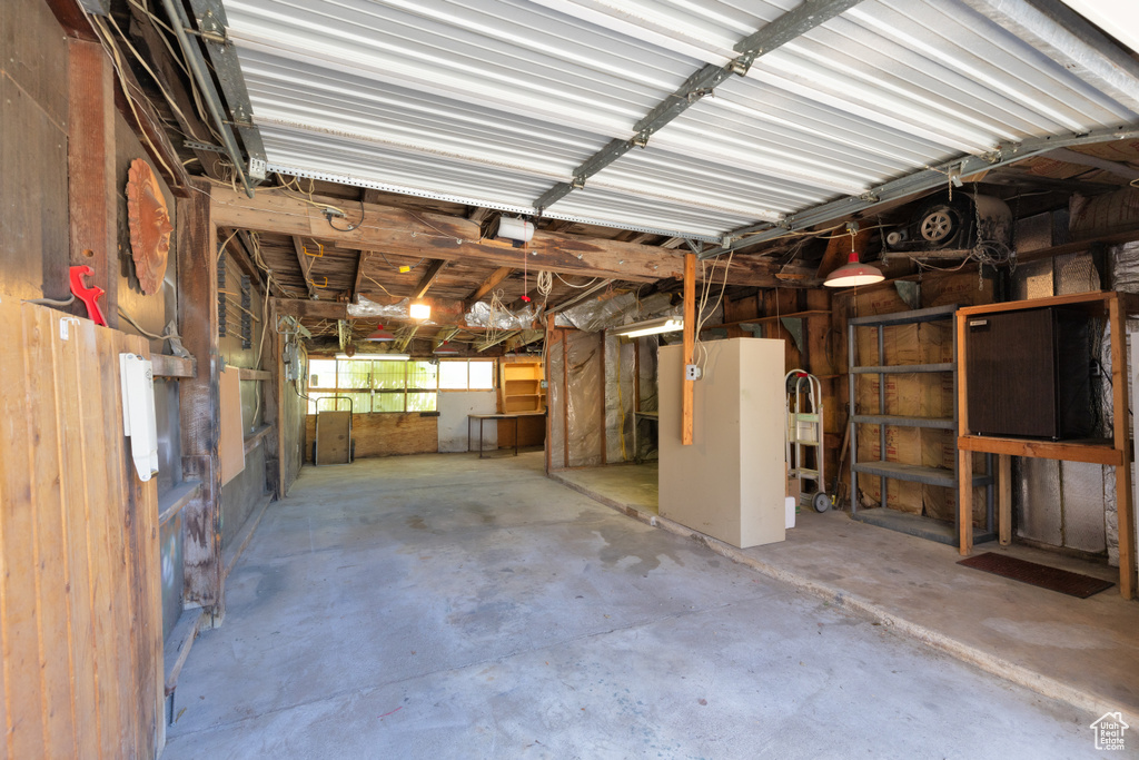 Garage featuring a garage door opener