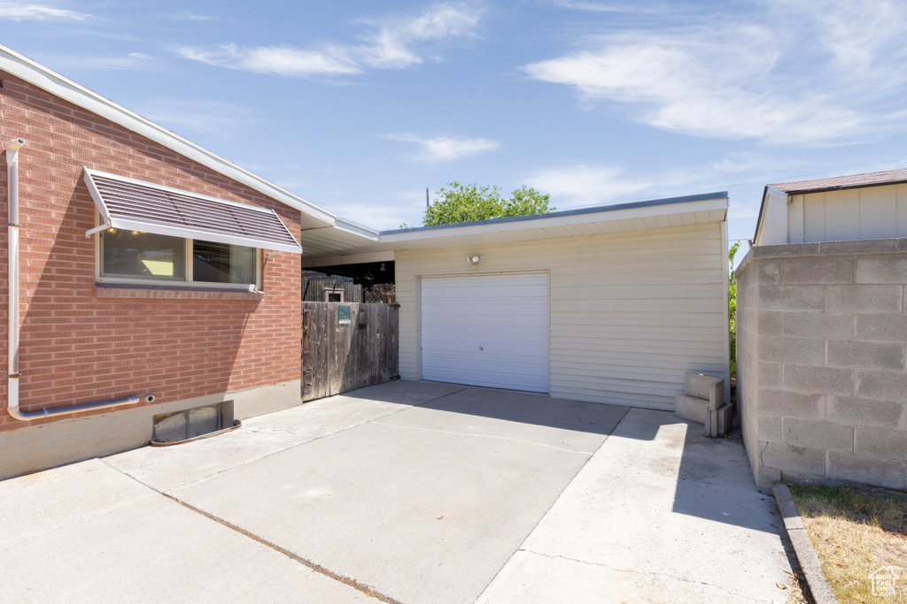 Garage with driveway