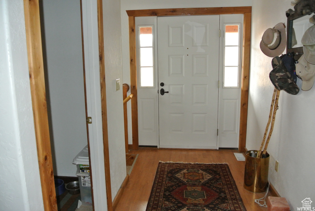 Entryway with wood finished floors