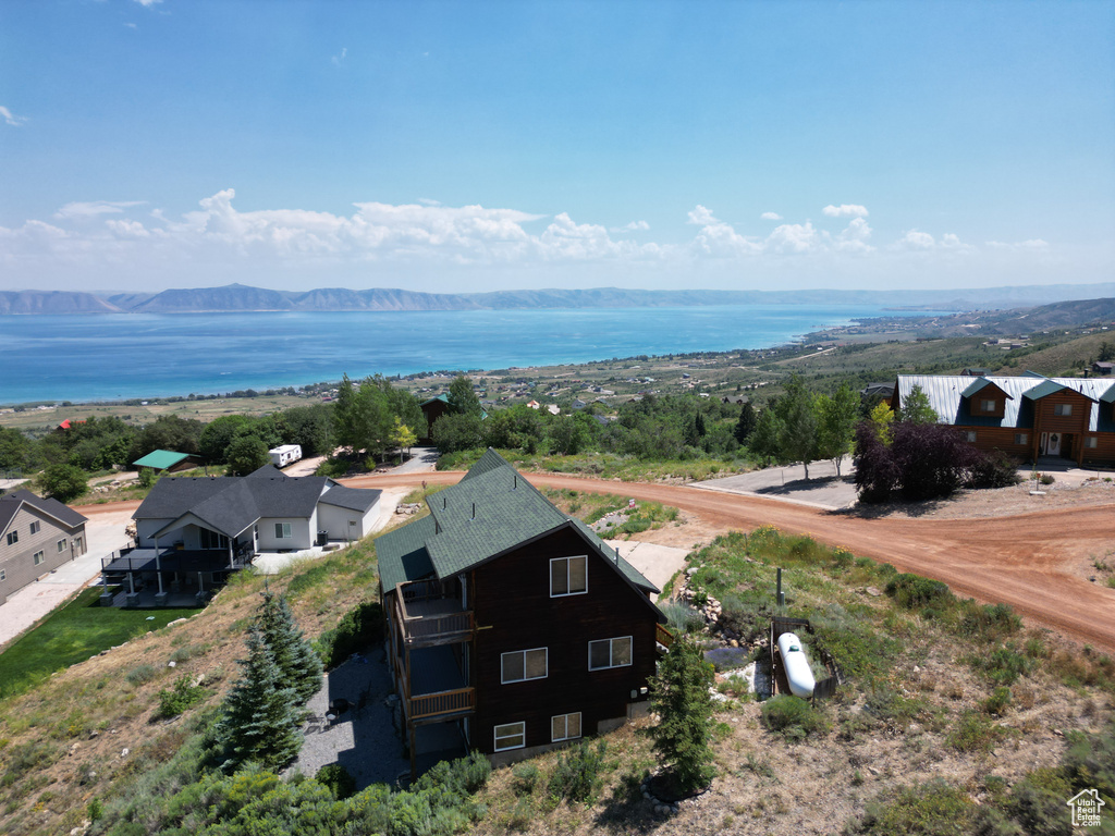 Drone / aerial view of a water and mountain view