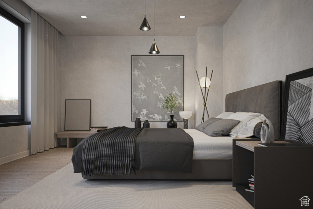 Bedroom featuring wood finished floors and recessed lighting
