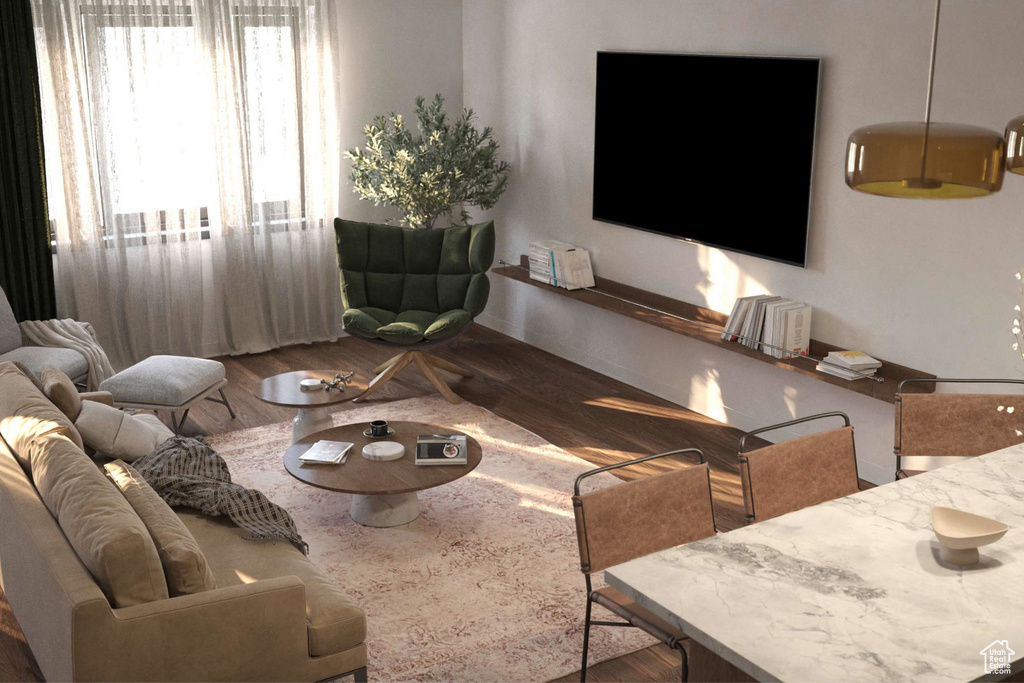 Living room featuring wood finished floors