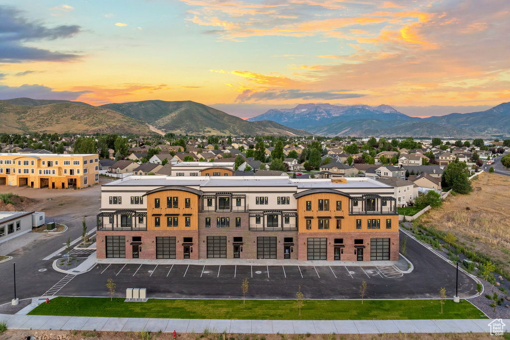 View of mountain backdrop with nearby suburban area