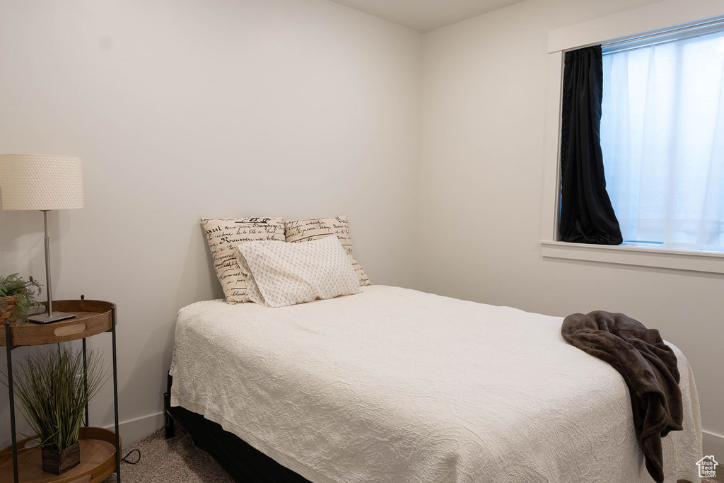 Bedroom featuring multiple windows and carpet flooring