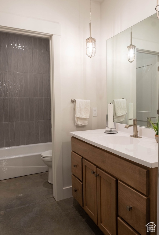 Full bathroom featuring vanity and  shower combination