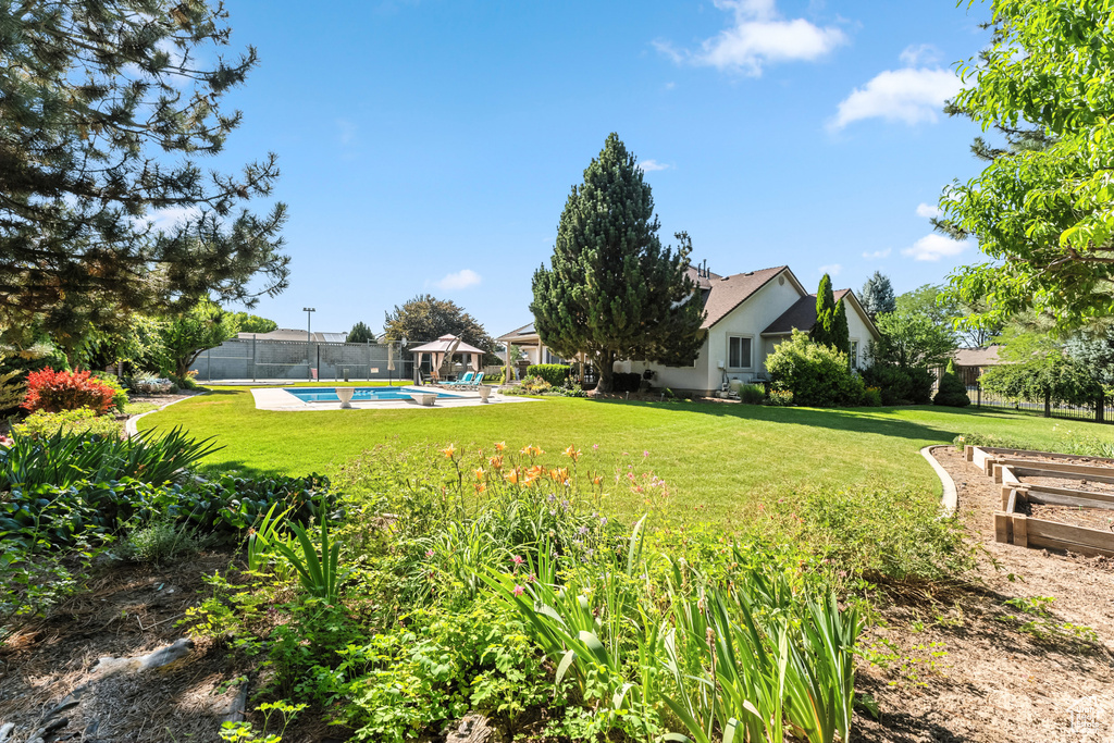 View of yard featuring a gazebo