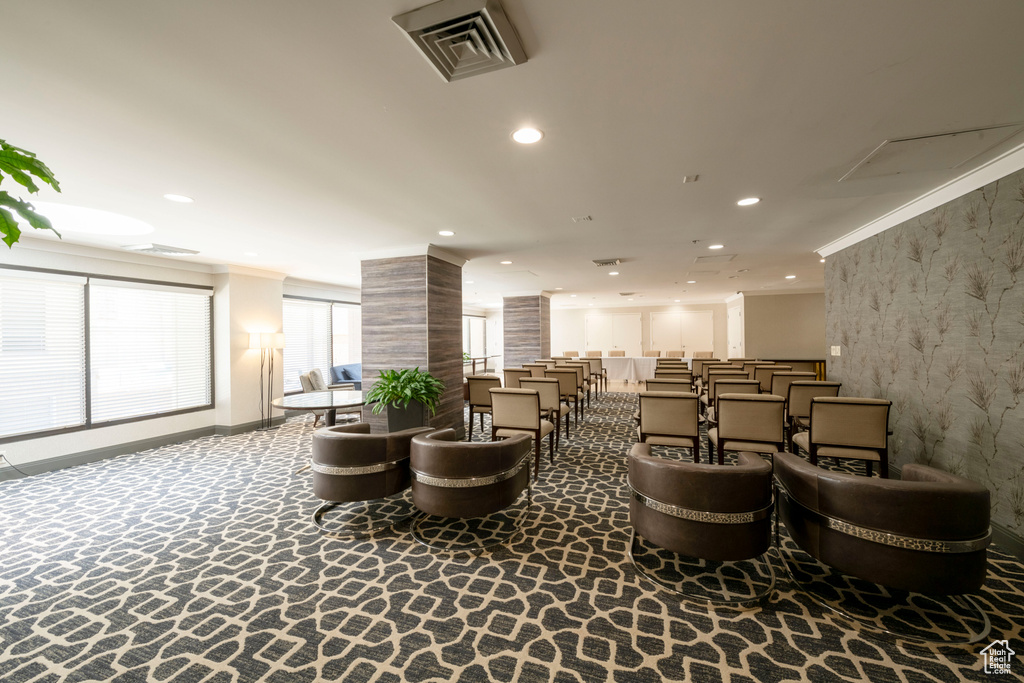 Common area featuring recessed lighting and ornamental molding