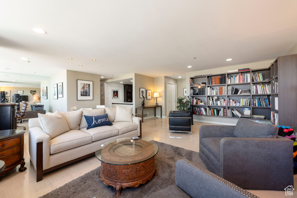 Living area with recessed lighting