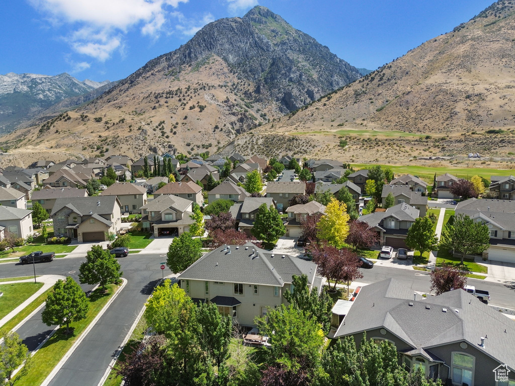 View of mountain background with nearby suburban area