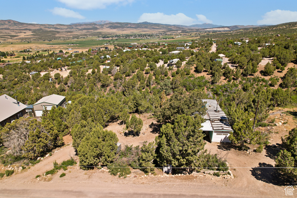 Aerial view of a mountainous background