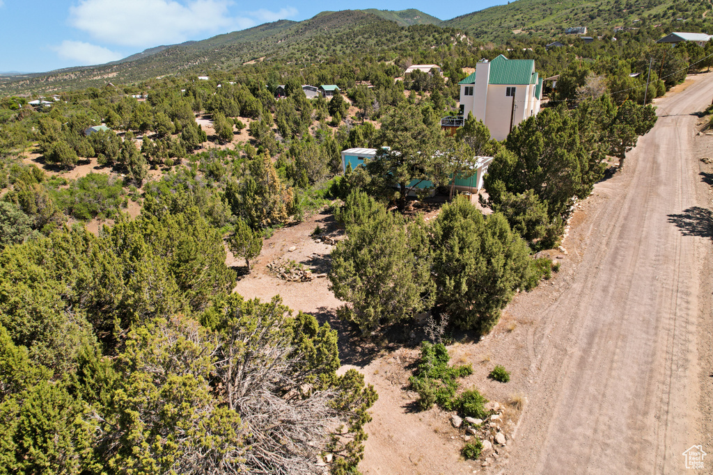Bird's eye view of a mountain backdrop
