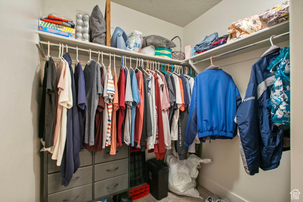 Walk in closet featuring carpet