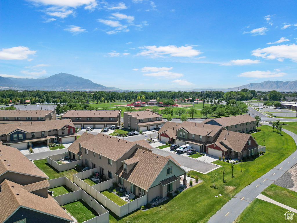 Aerial view of a mountainous background