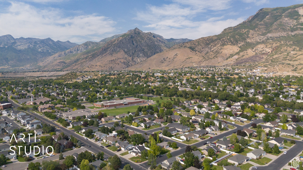 Mountain view with nearby suburban area
