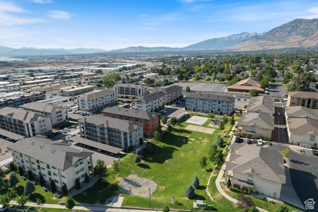 Aerial view of a mountainous background
