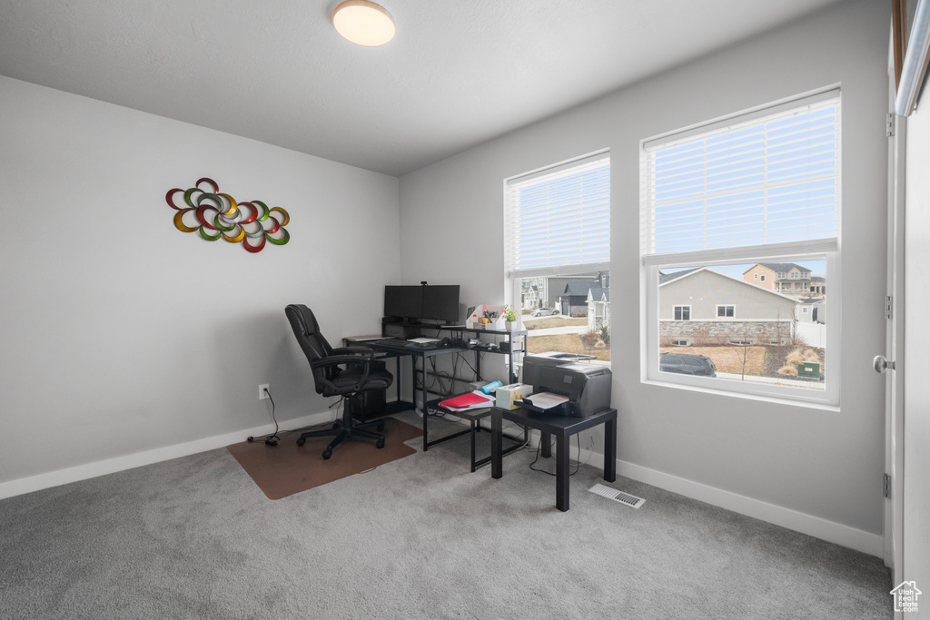 Office with carpet flooring