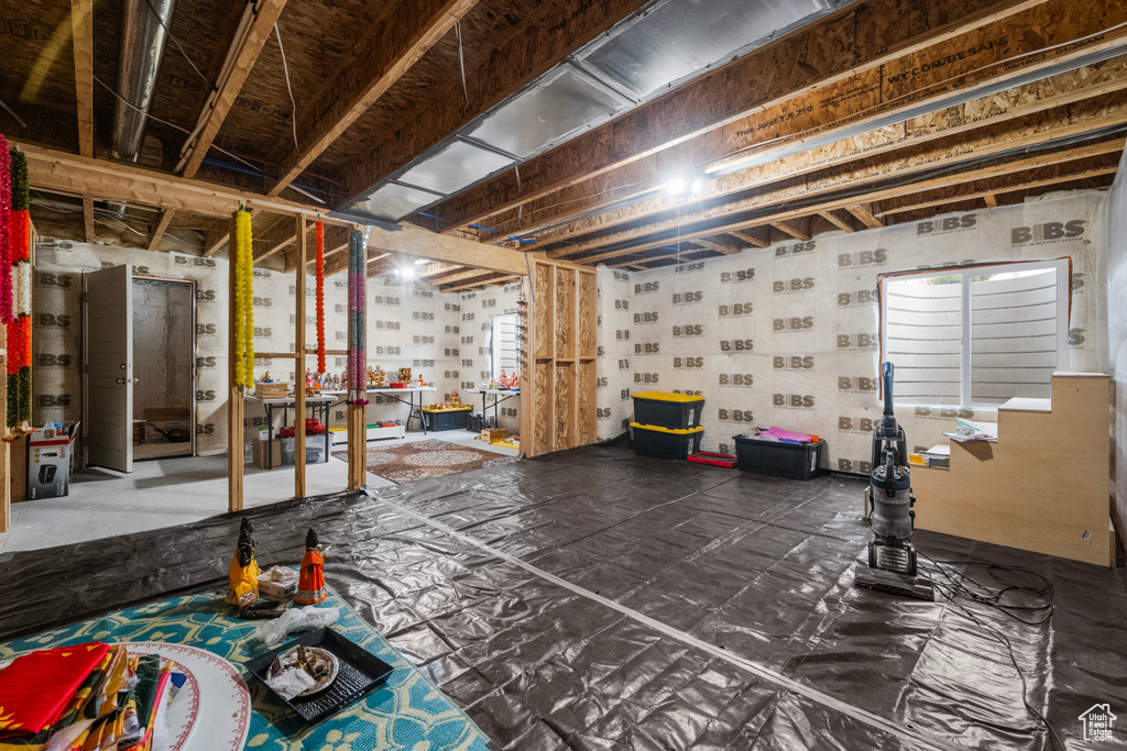 View of unfinished basement