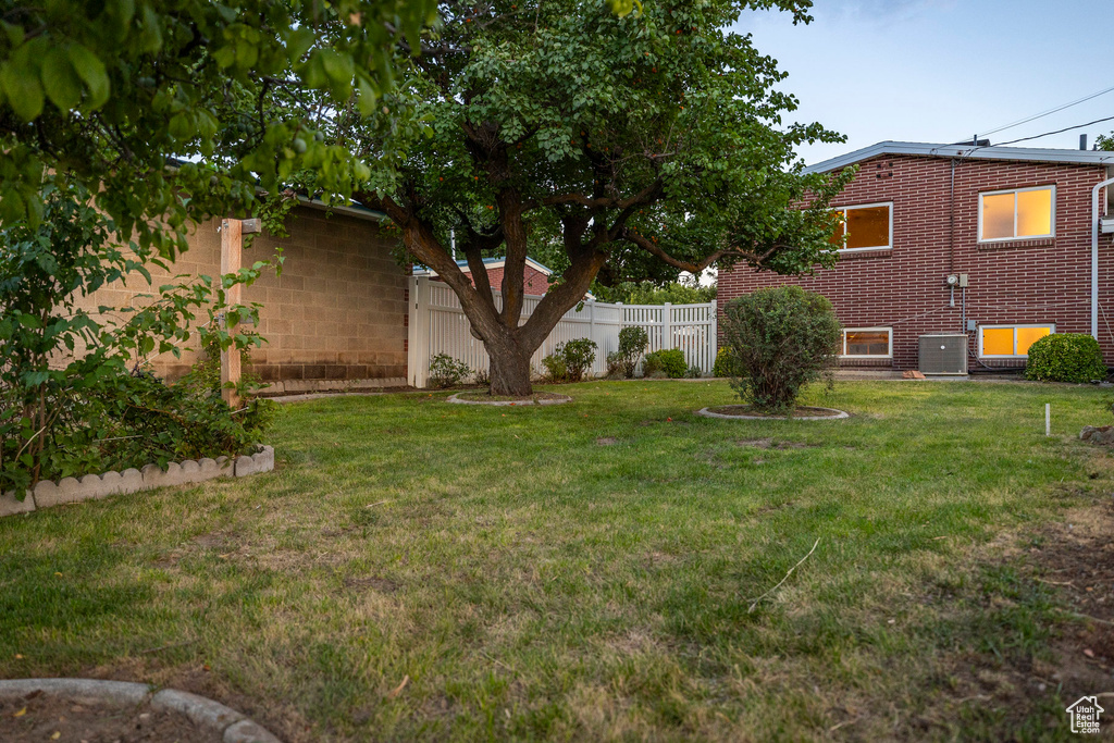 View of fenced backyard
