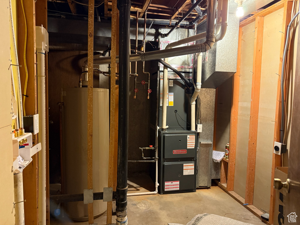 Utility room with gas water heater