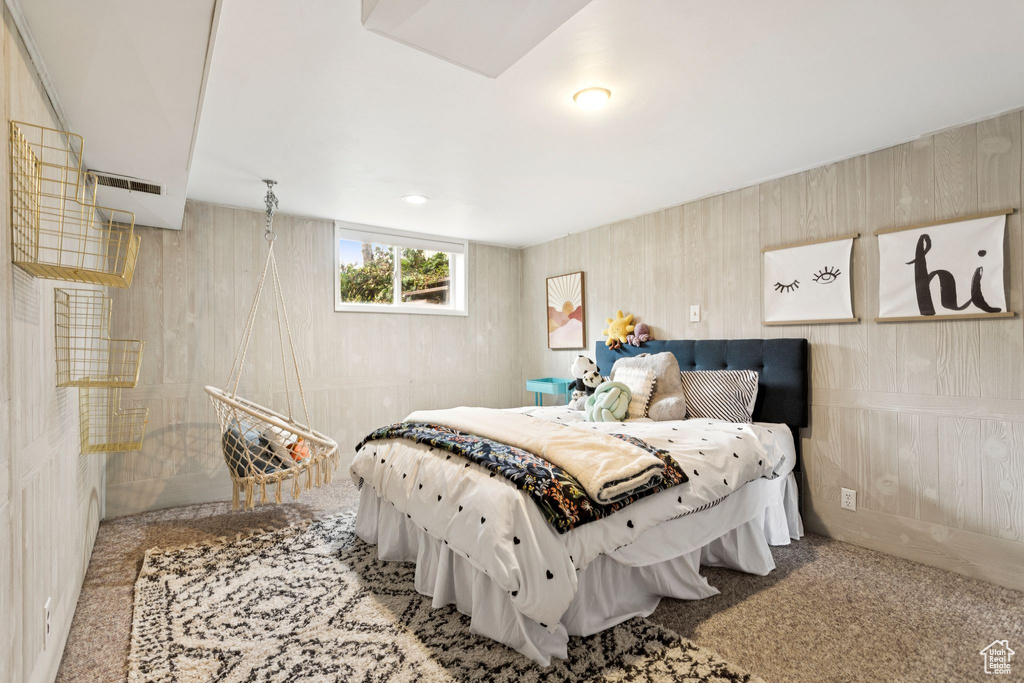 Bedroom with carpet flooring