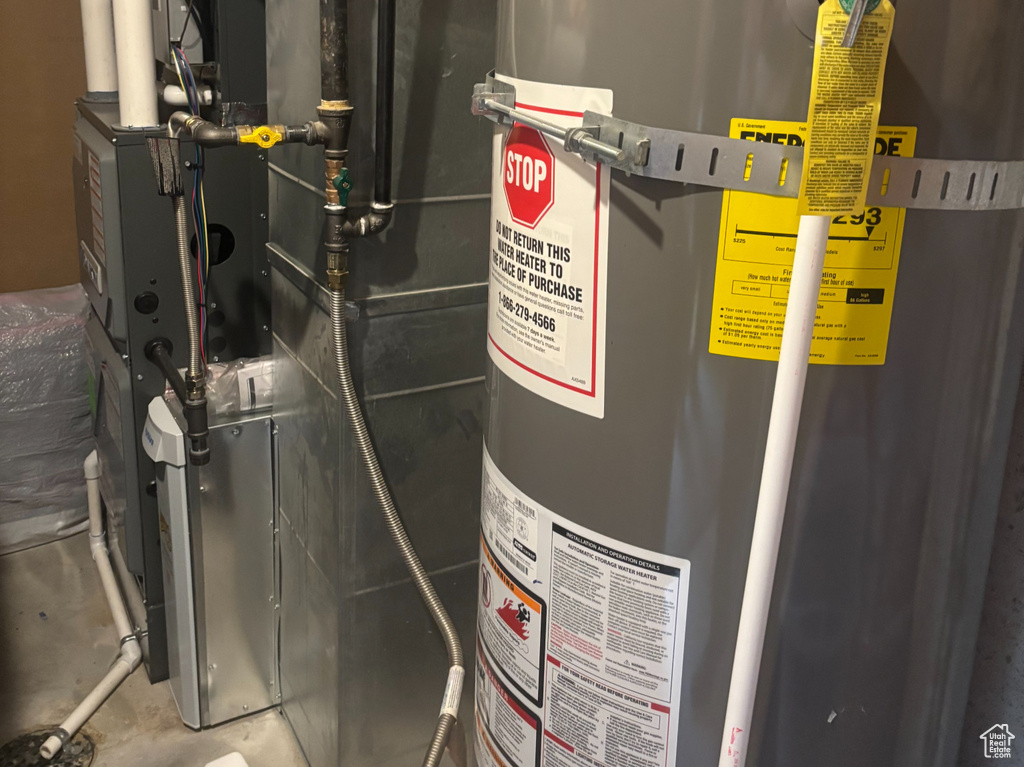 Utilities featuring secured water heater and heating unit