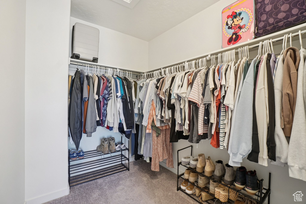 Walk in closet with carpet