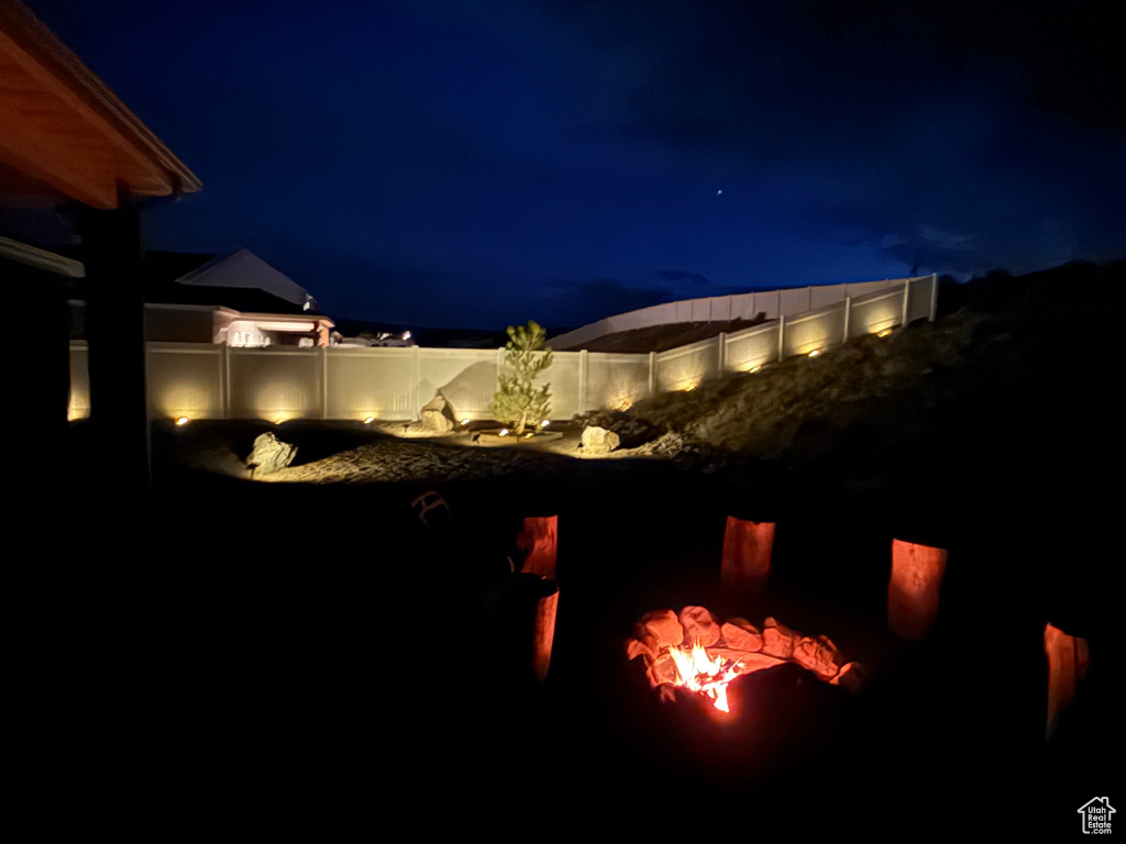 View of yard at twilight