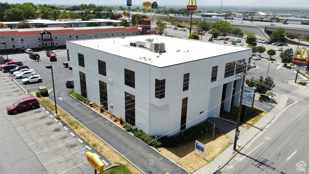 Aerial view of industrial structures