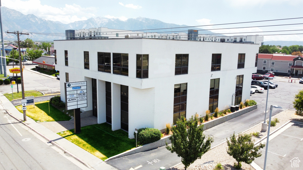 View of building exterior with a mountain view