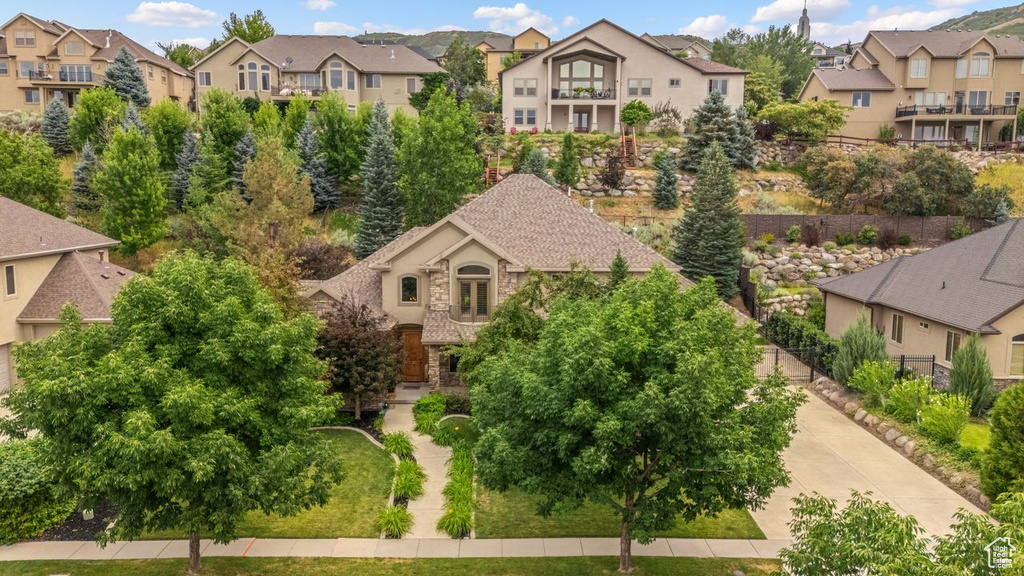 Aerial perspective of suburban area