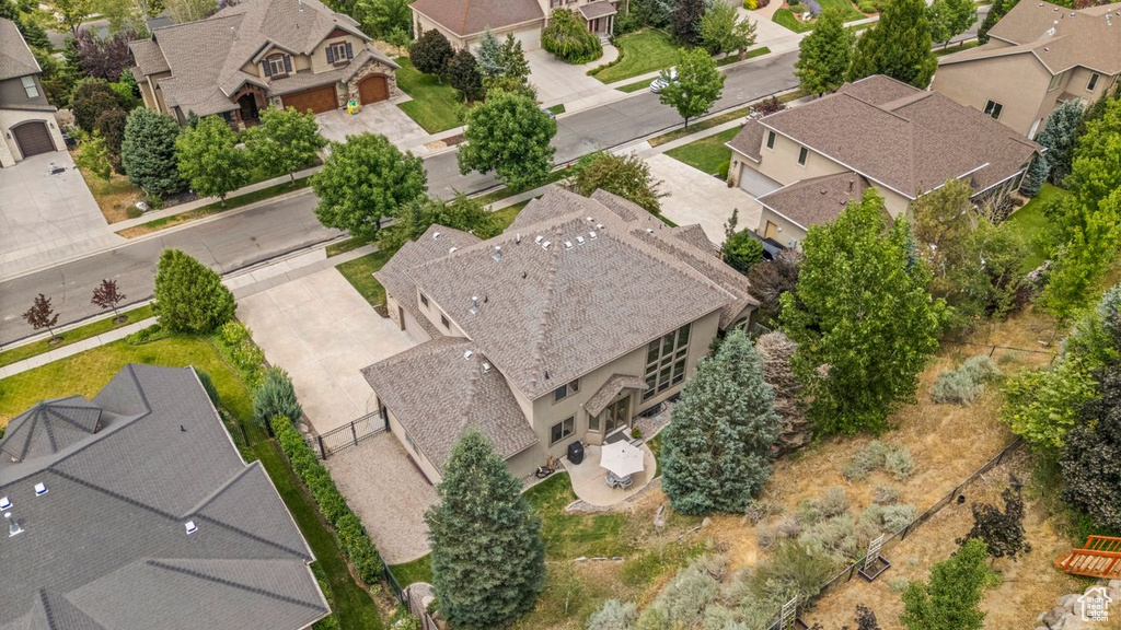 Aerial perspective of suburban area