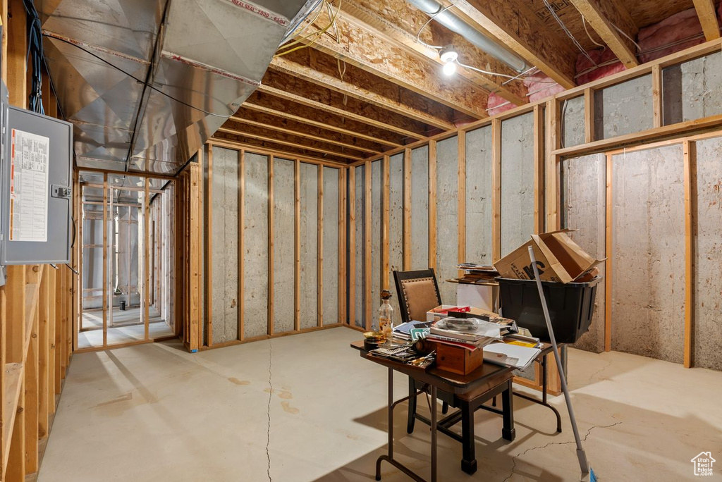 View of unfinished basement