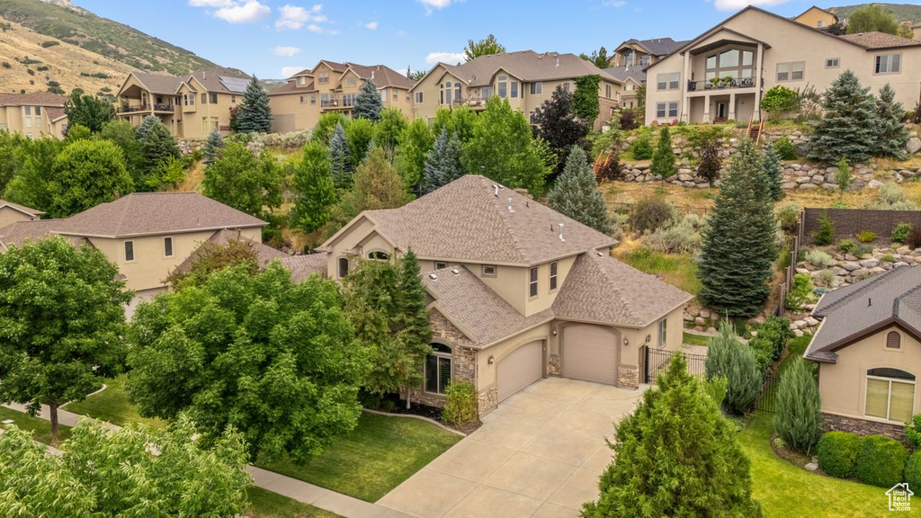 Aerial perspective of suburban area