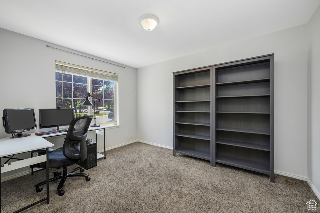 Office space featuring carpet flooring and baseboards