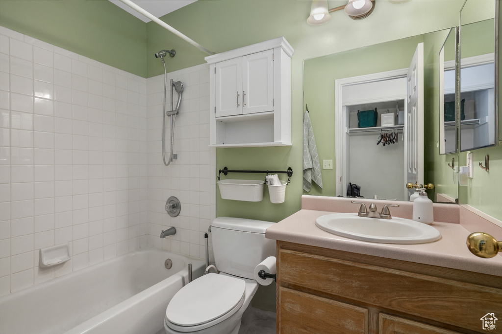 Full bathroom featuring bathtub / shower combination and vanity