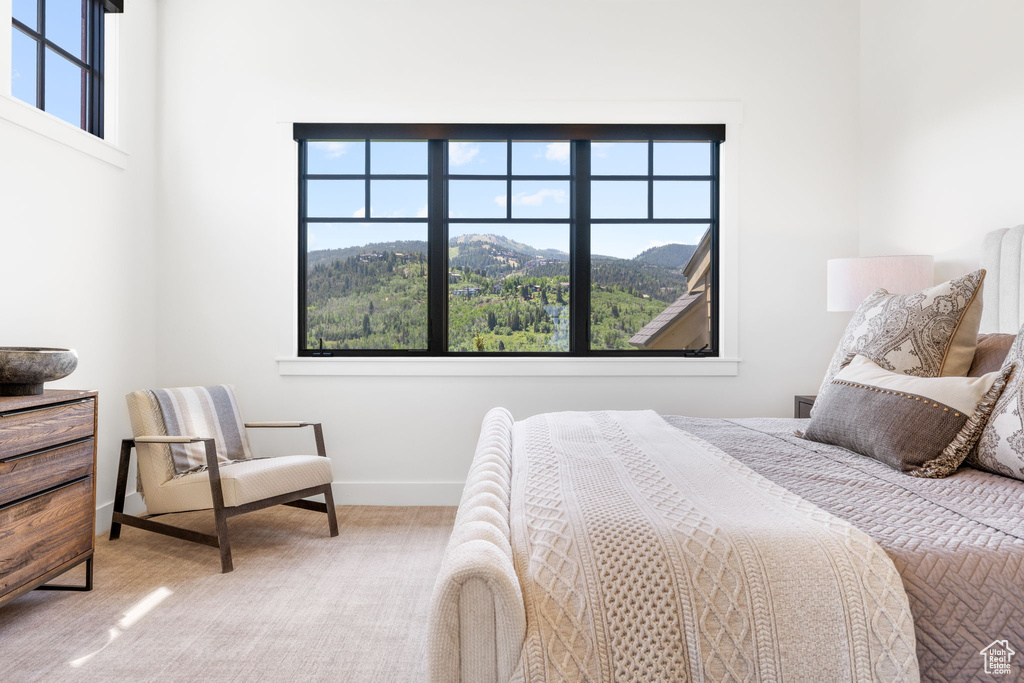 Carpeted bedroom with baseboards