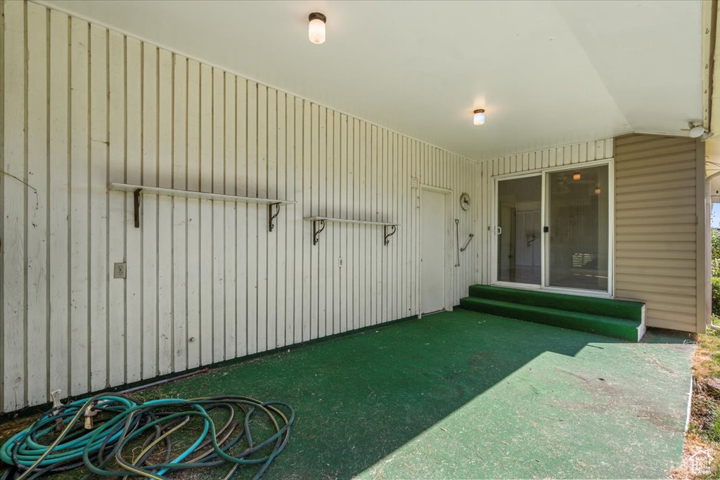 Exterior space with entry steps