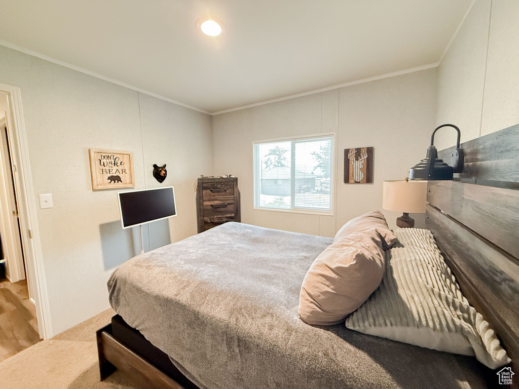 Bedroom with ornamental molding