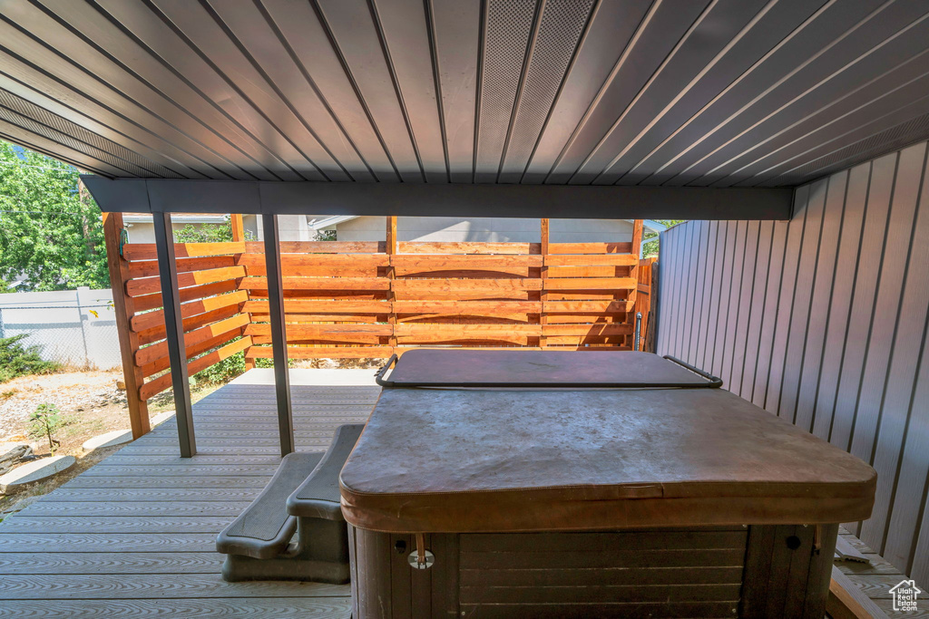 Deck with a hot tub