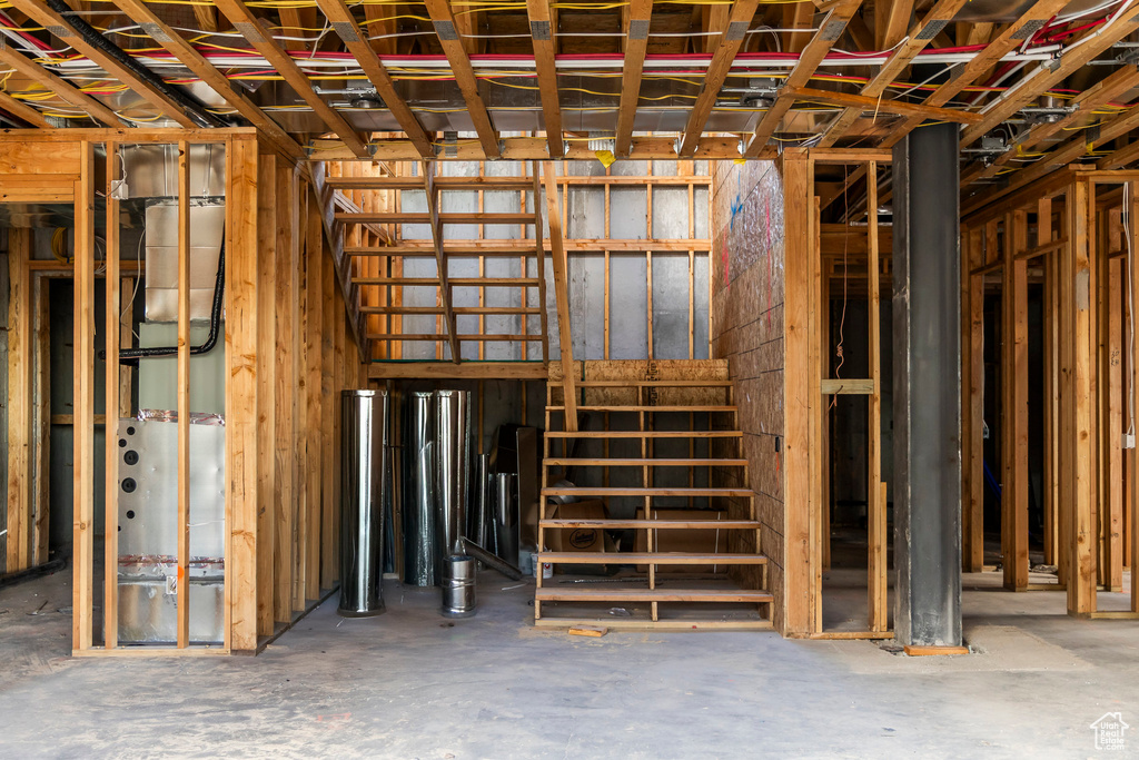 View of unfinished basement