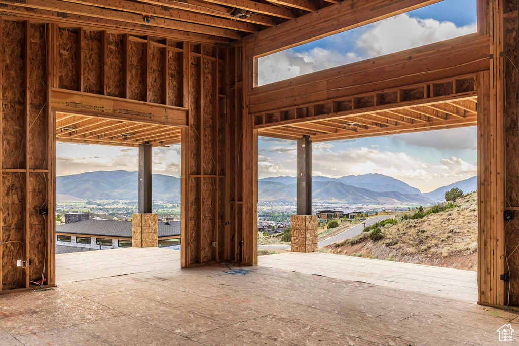 Miscellaneous room featuring a mountain view