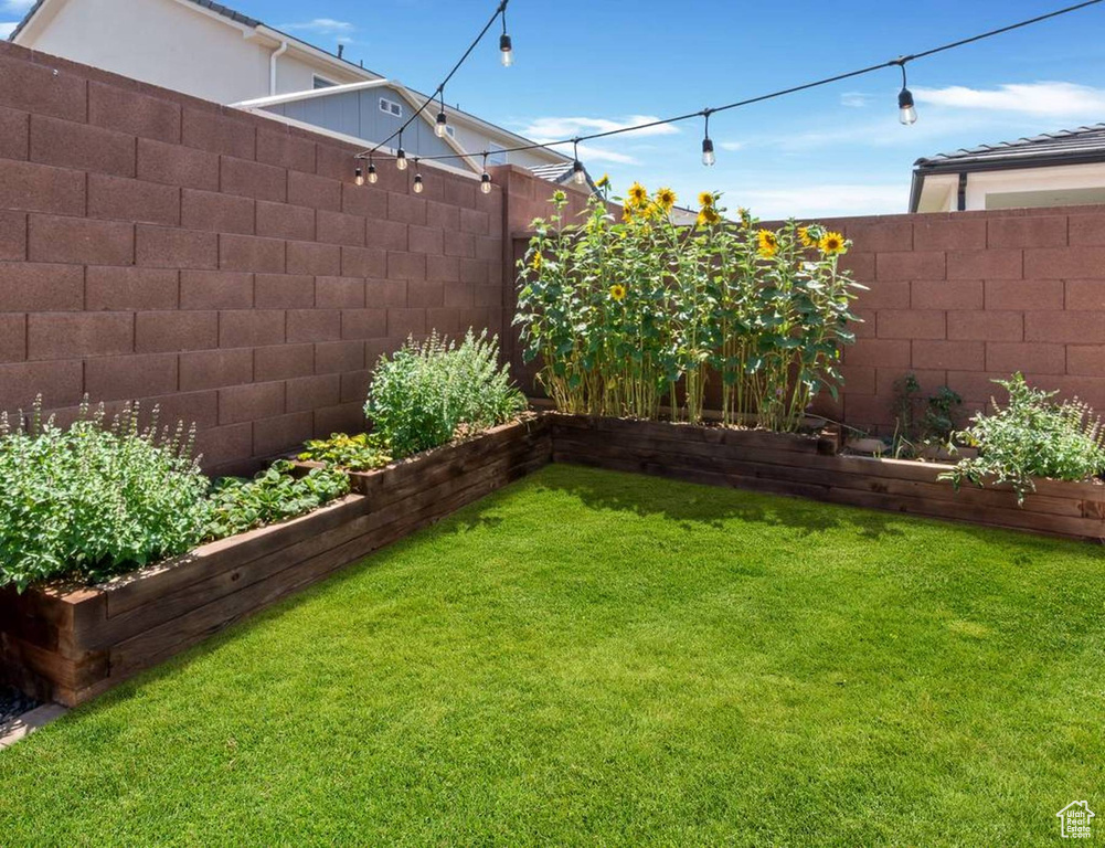 View of yard with a garden