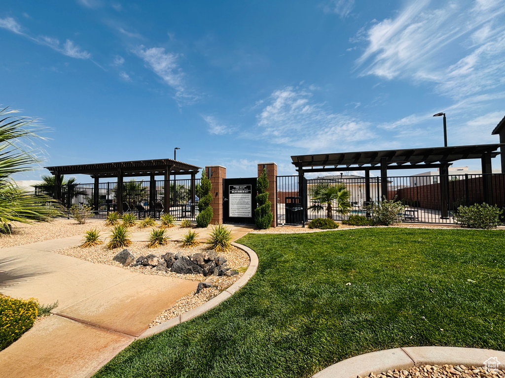 View of yard featuring a pergola
