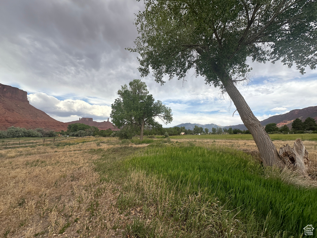 View of mountain background with rural landscape