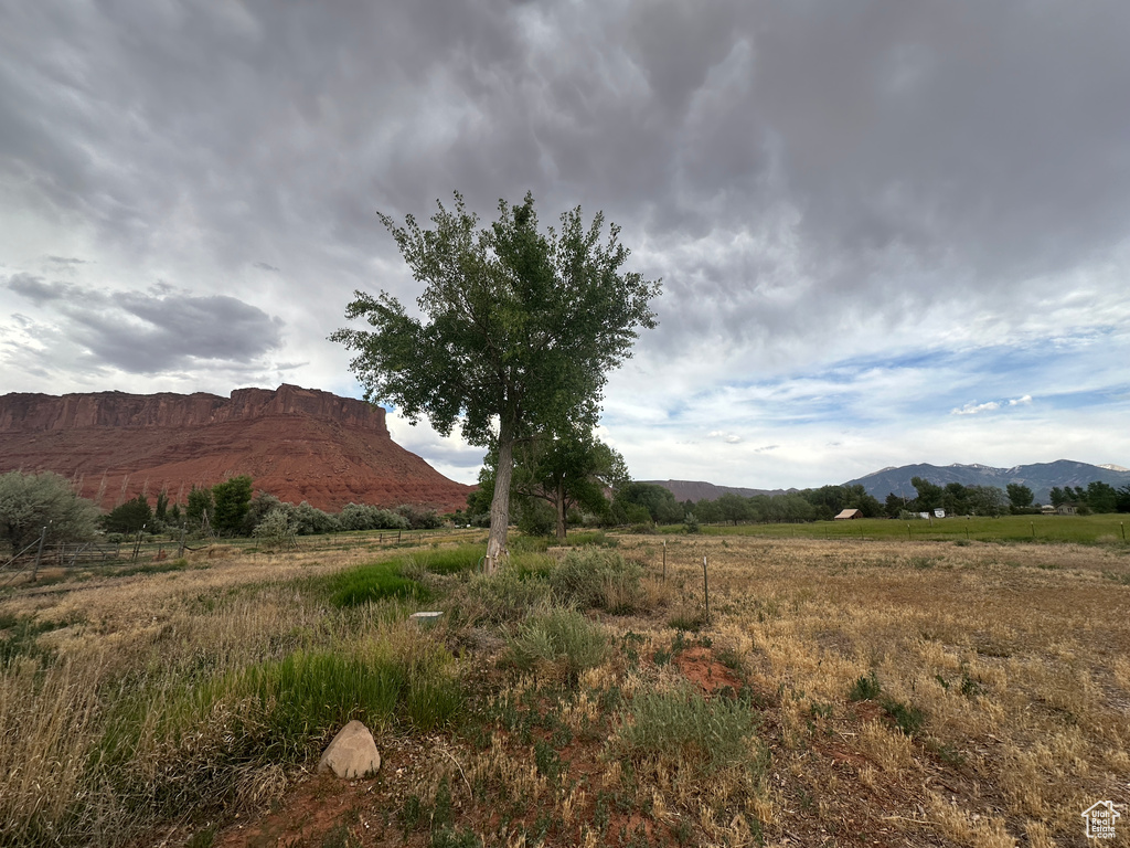 View of mountain background with rural landscape