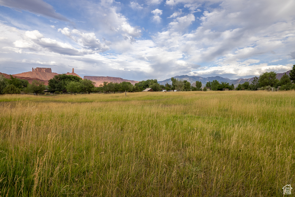 Mountain view with rural landscape
