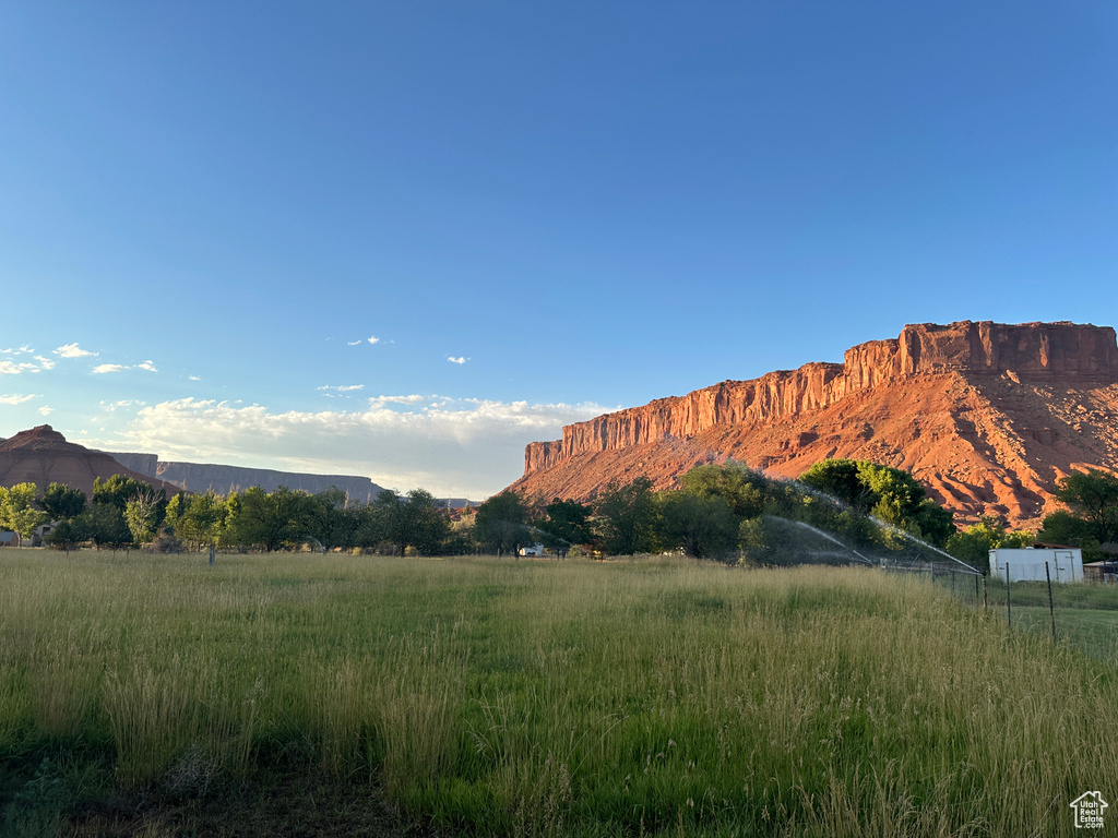 View of mountain background with rural landscape