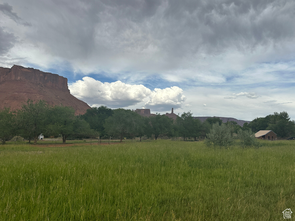 View of mountain background with rural landscape